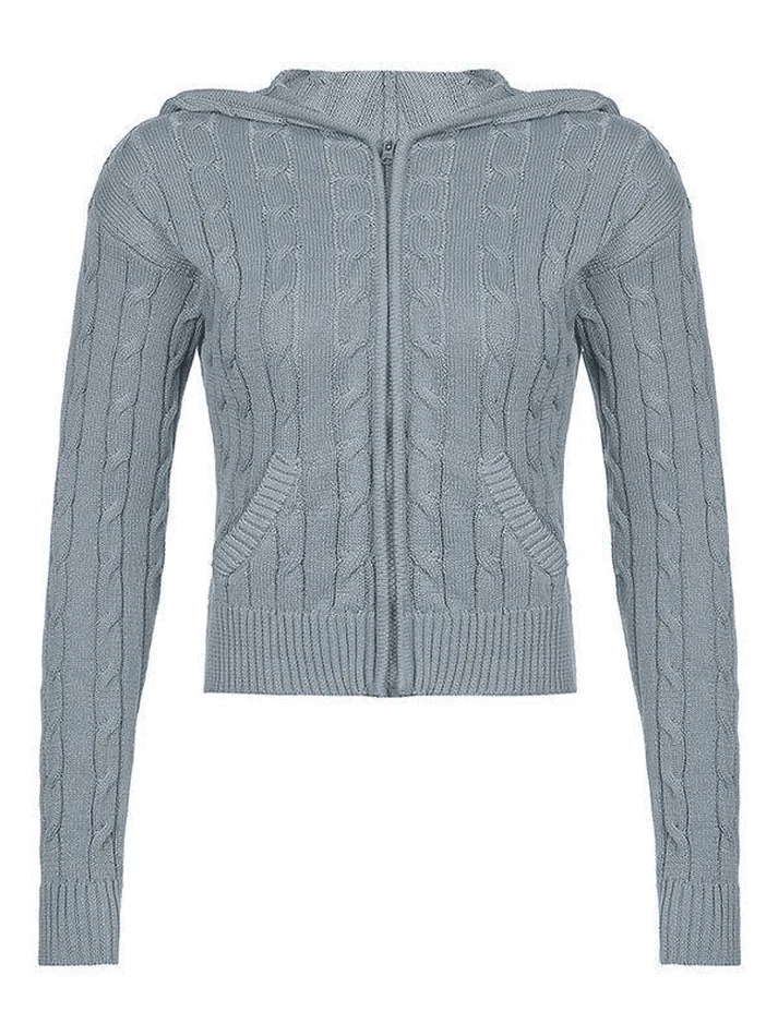 Hooded Cable Knit Cardigan - Image 11