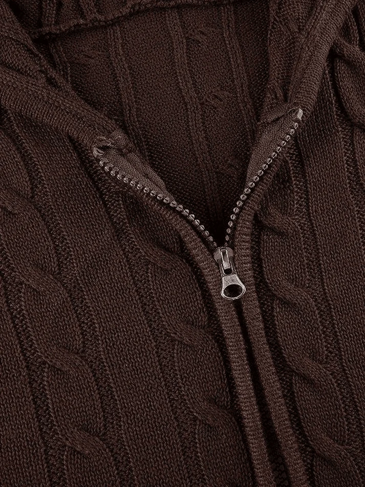 Hooded Cable Knit Cardigan - Image 7
