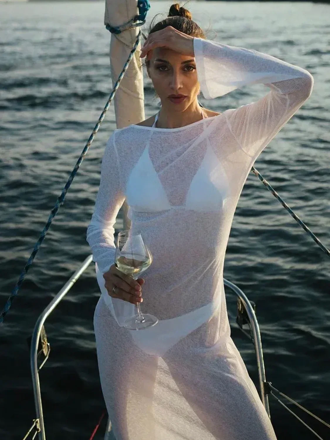 Hooded Sheer Bodycon Dress Cover Up - Image 9