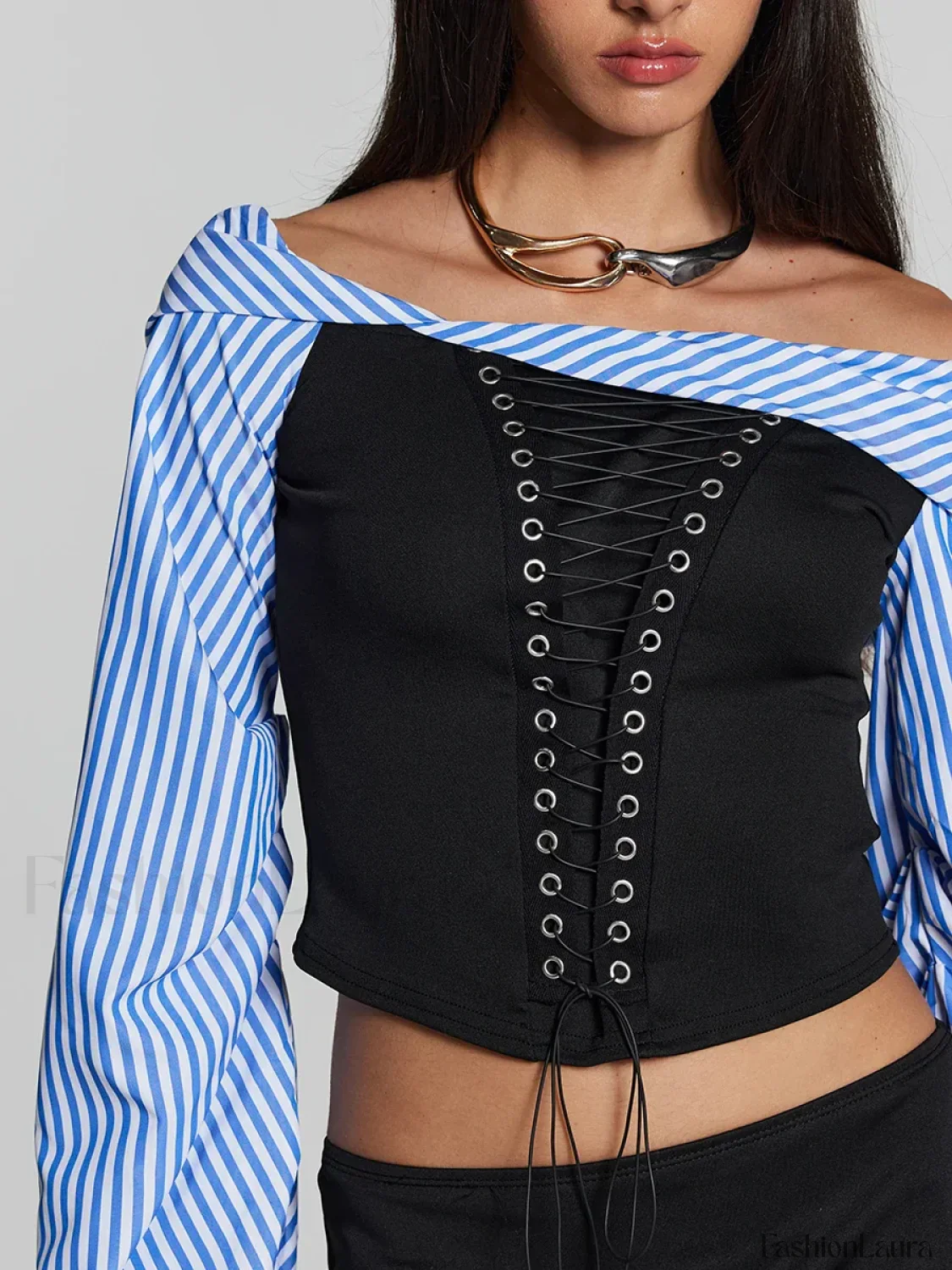 Hot Striped Bandage Shorts Two Piece Set - Image 11