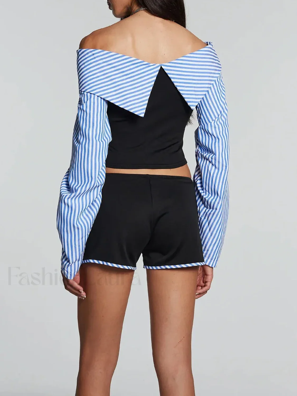 Hot Striped Bandage Shorts Two Piece Set - Image 8