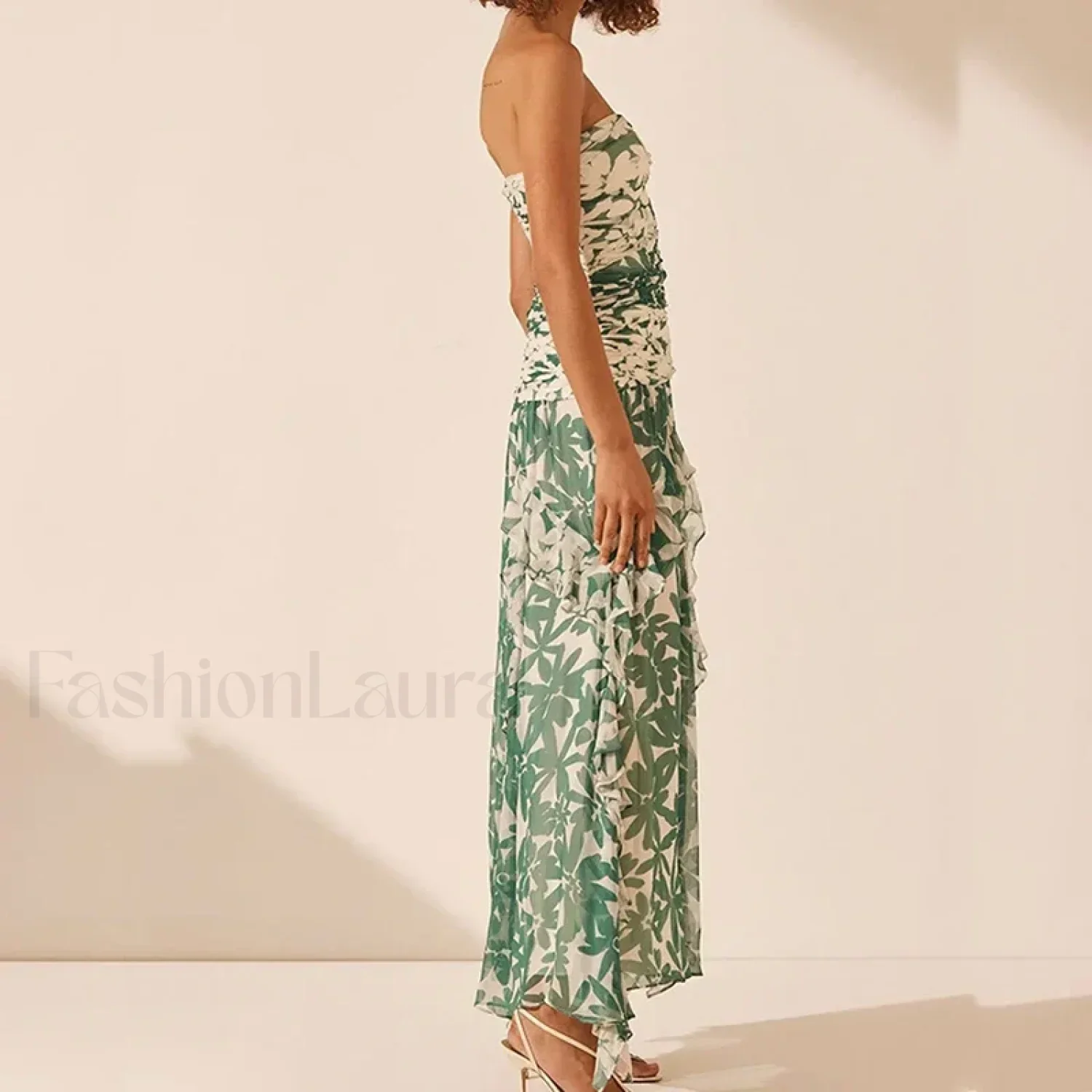 Irregular Print Chiffon Midi Dress - Image 6