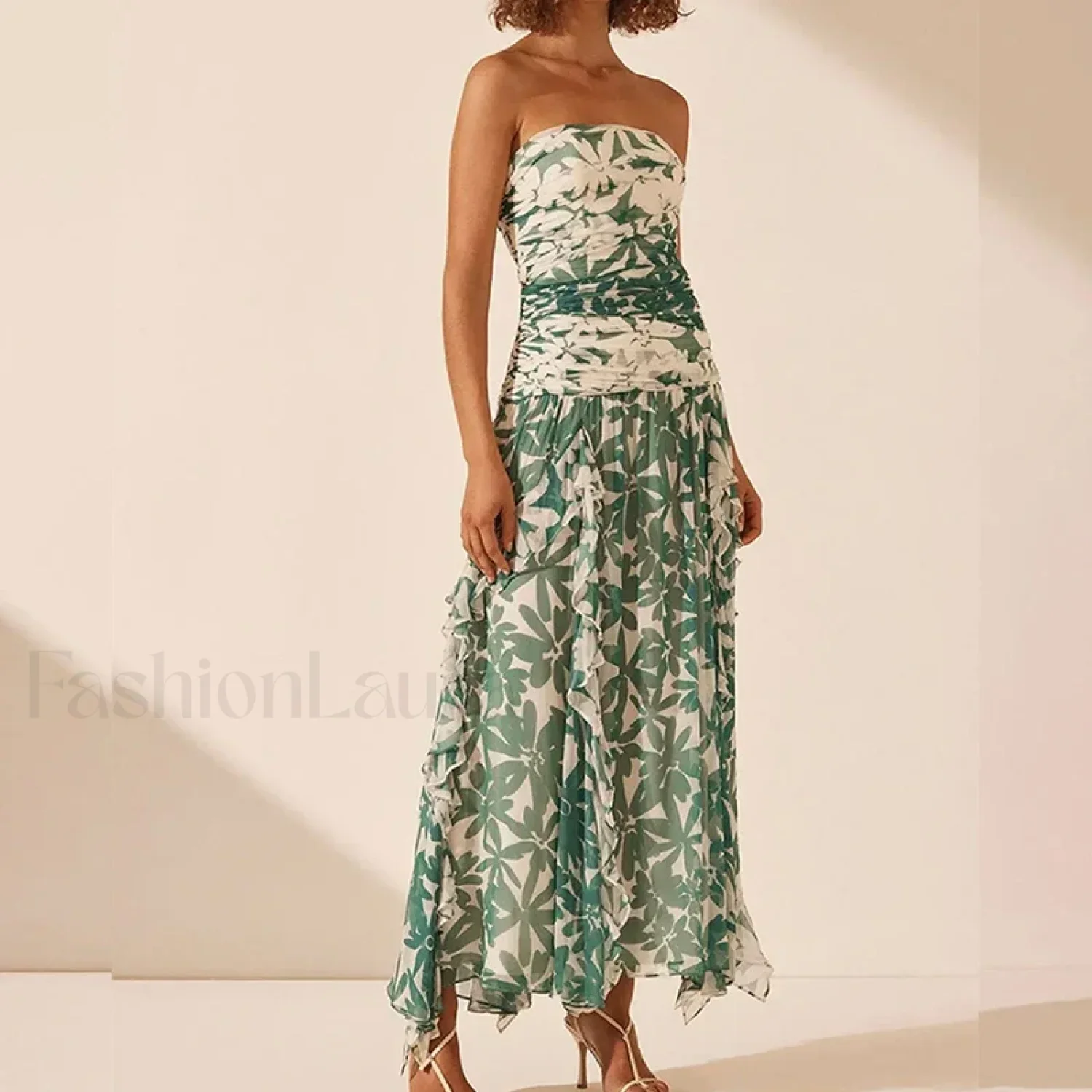 Irregular Print Chiffon Midi Dress - Image 8