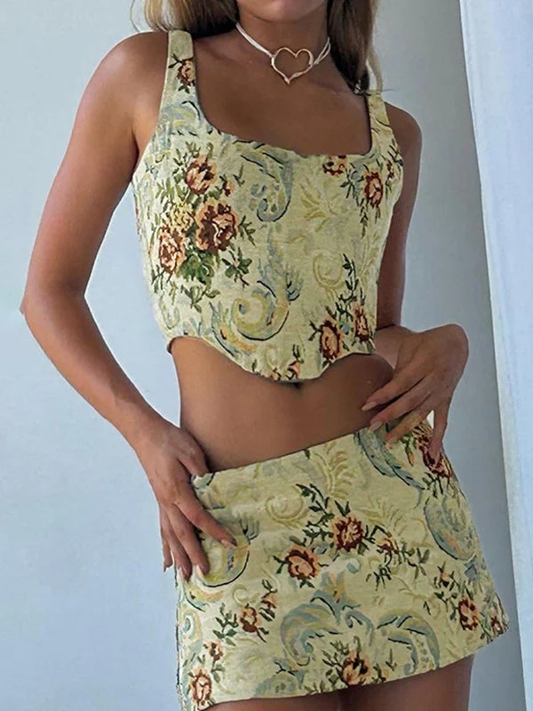 Jacquard Corset Top & Mini Skirt Set - Image 8