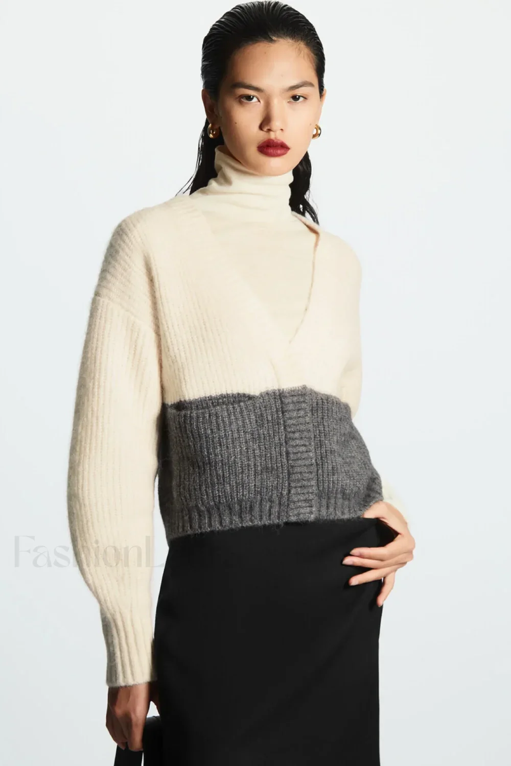 Jacquard Knit Wool Blend Cardigan