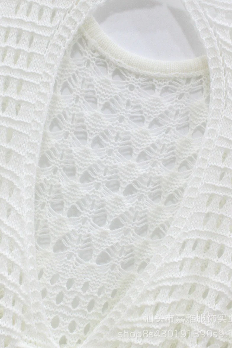 Knit Hollow Out Fringe Beach Maxi Cover Up - Image 12