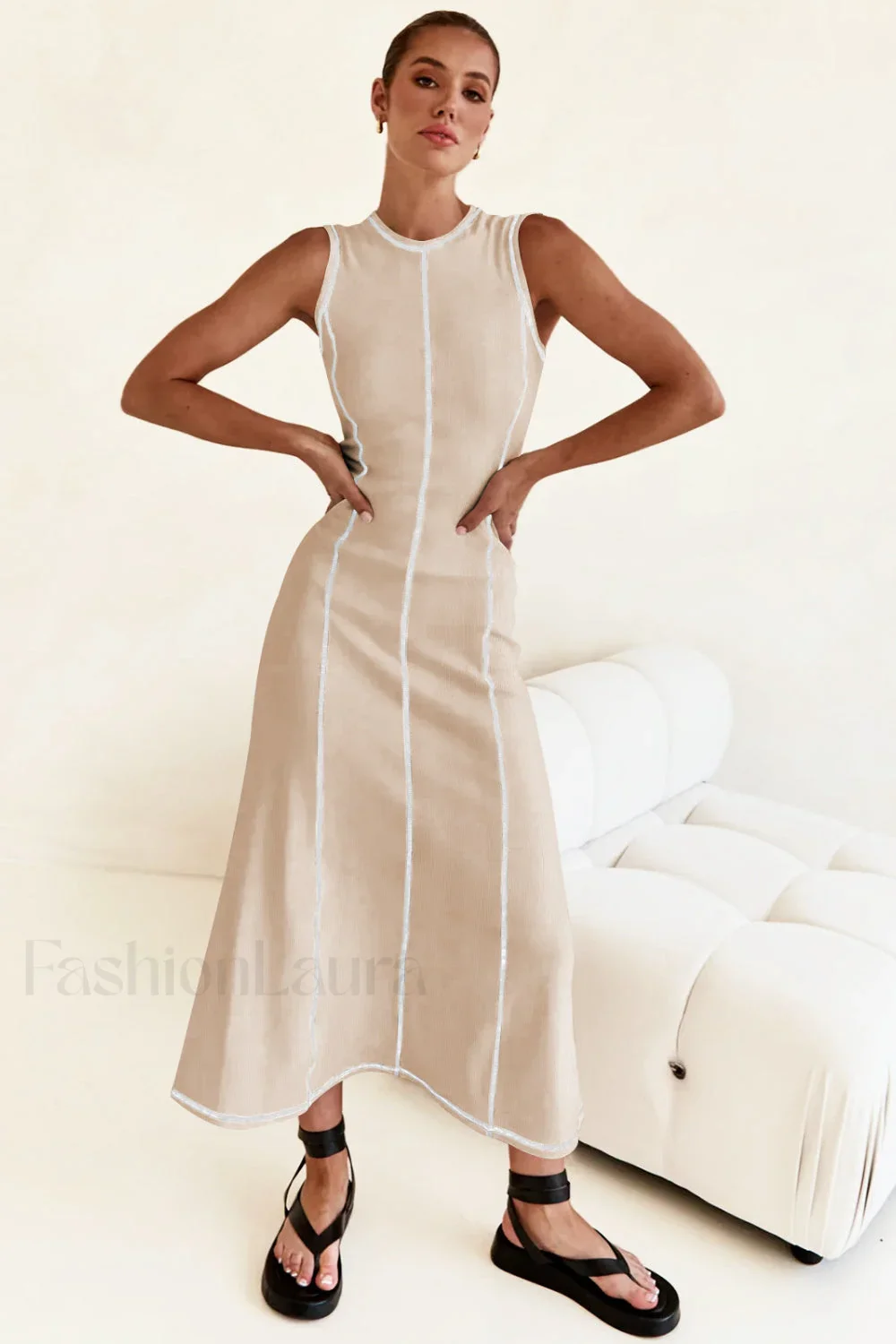 Knit Sleeveless A-Line Retro Work Dress - Image 17