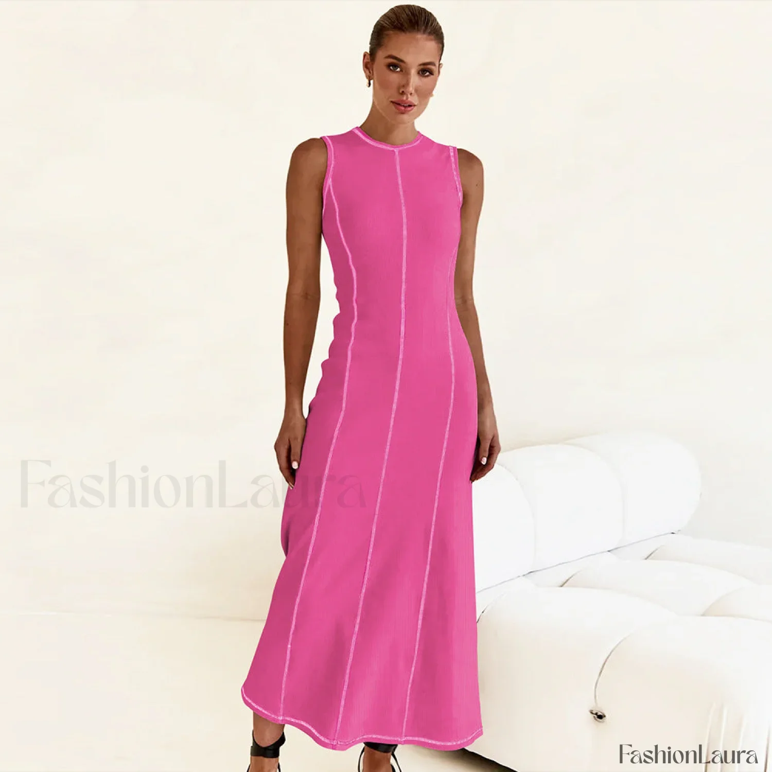Knit Sleeveless A-Line Retro Work Dress - Image 27