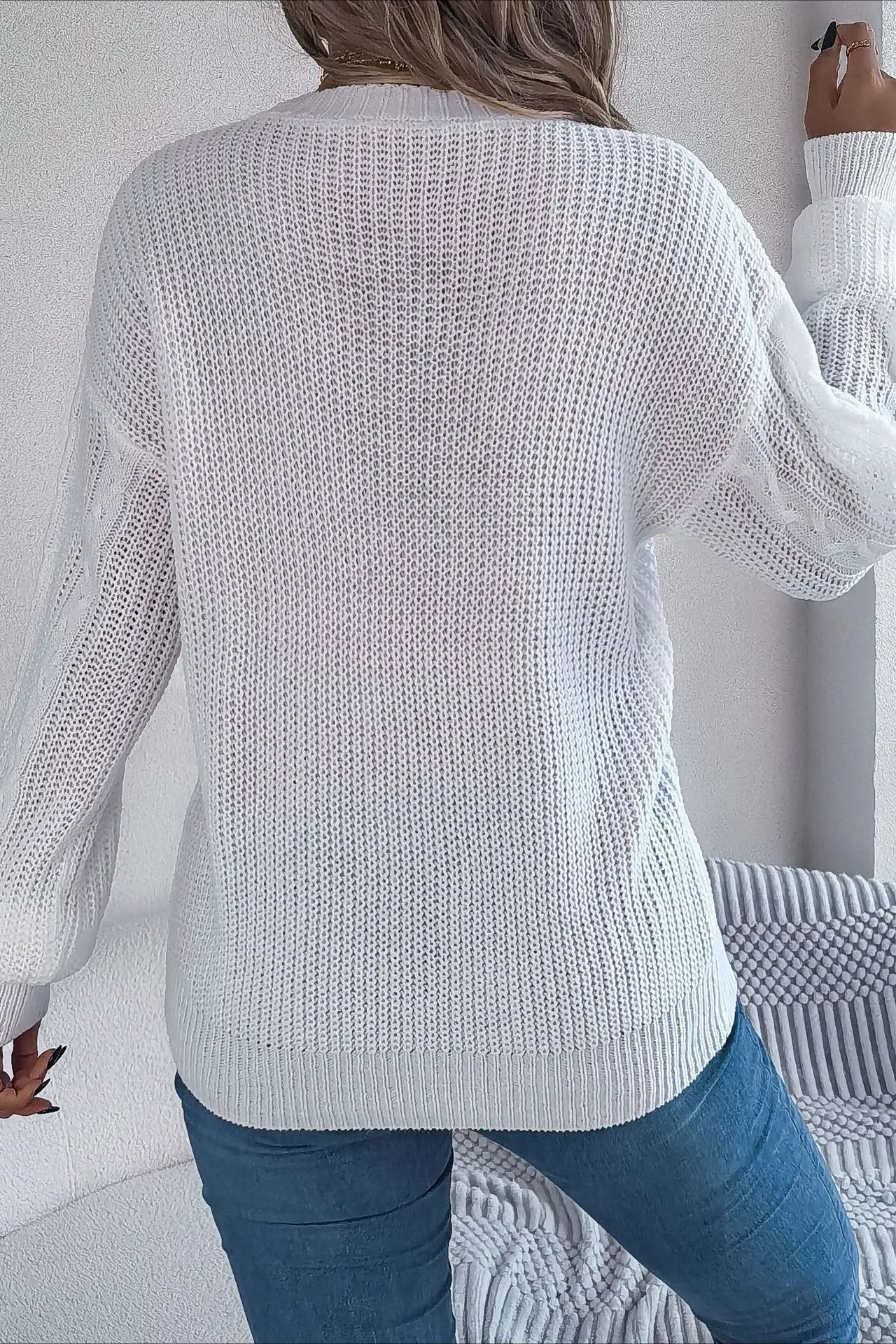 Knitted Long Sleeve Loose Single Breasted Cardigan - Image 13