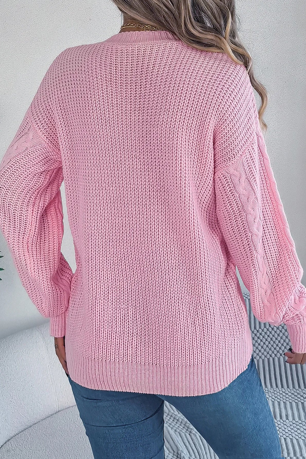 Knitted Long Sleeve Loose Single Breasted Cardigan - Image 3