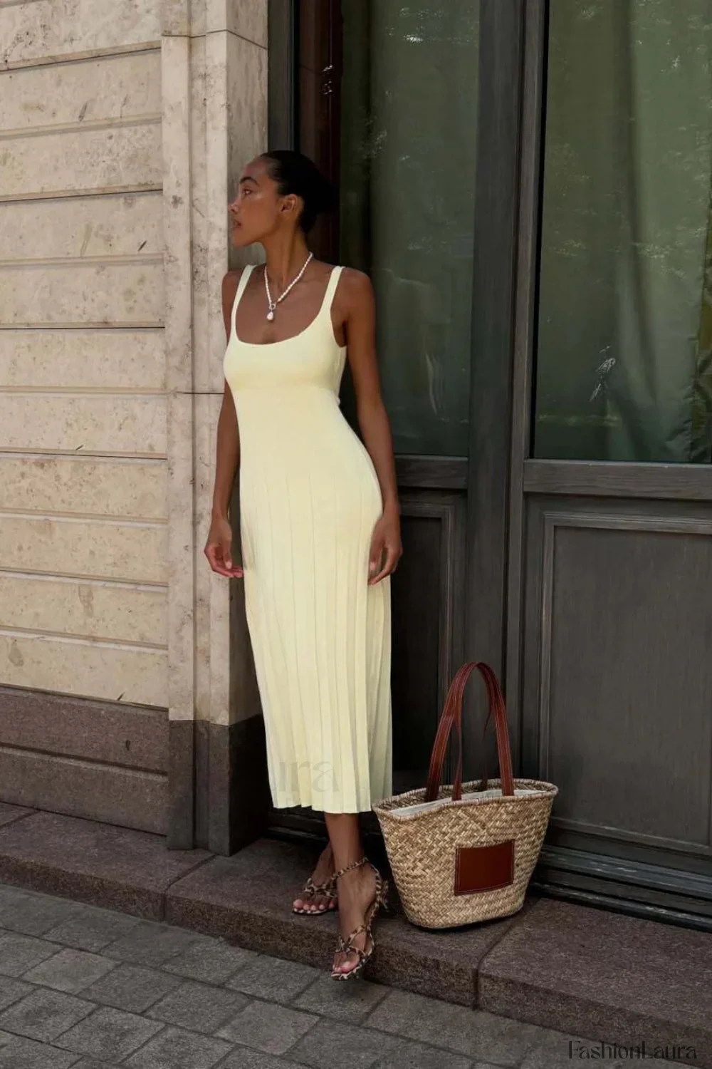 Knitted Sleeveless Halter Strappy Maxi Dress - Image 14