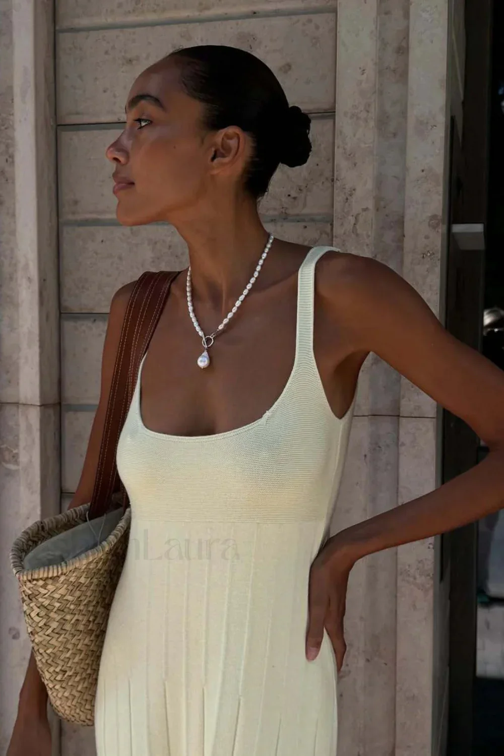 Knitted Sleeveless Halter Strappy Maxi Dress - Image 7