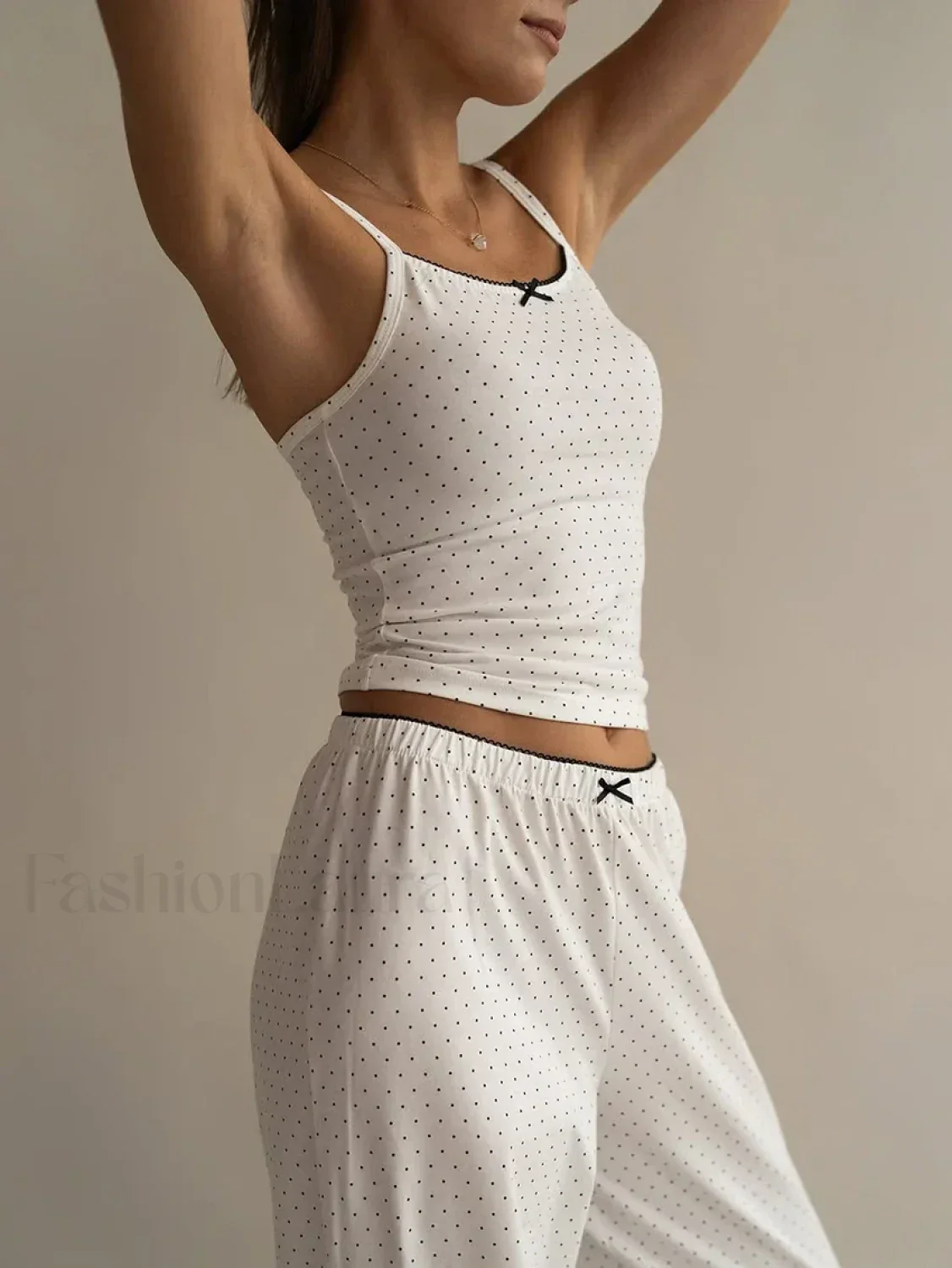 Knitted Sleeveless Strap Pants Two Piece Set - Image 3