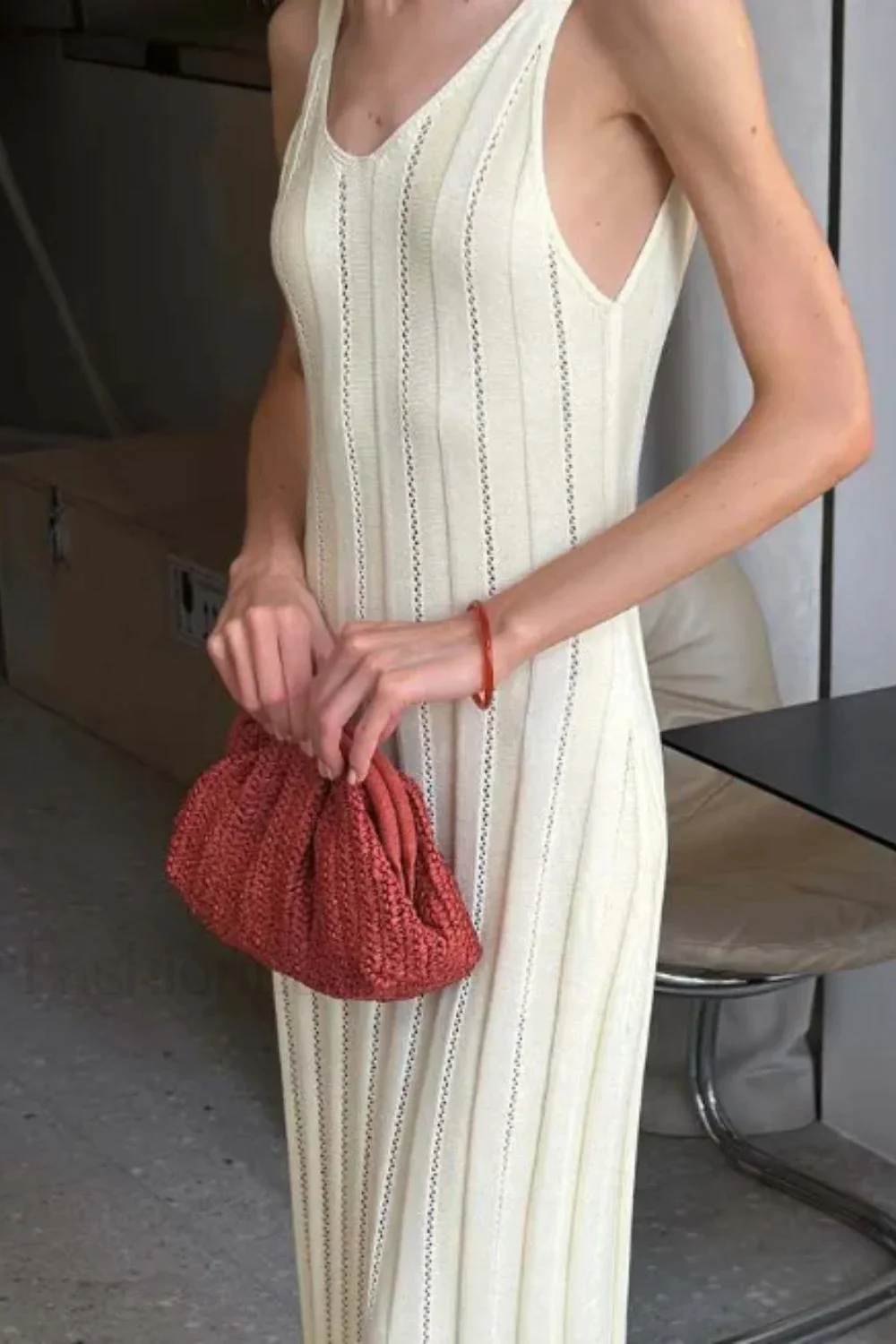 Knitted V-Neck Sleeveless Halter Maxi Dress - Image 16