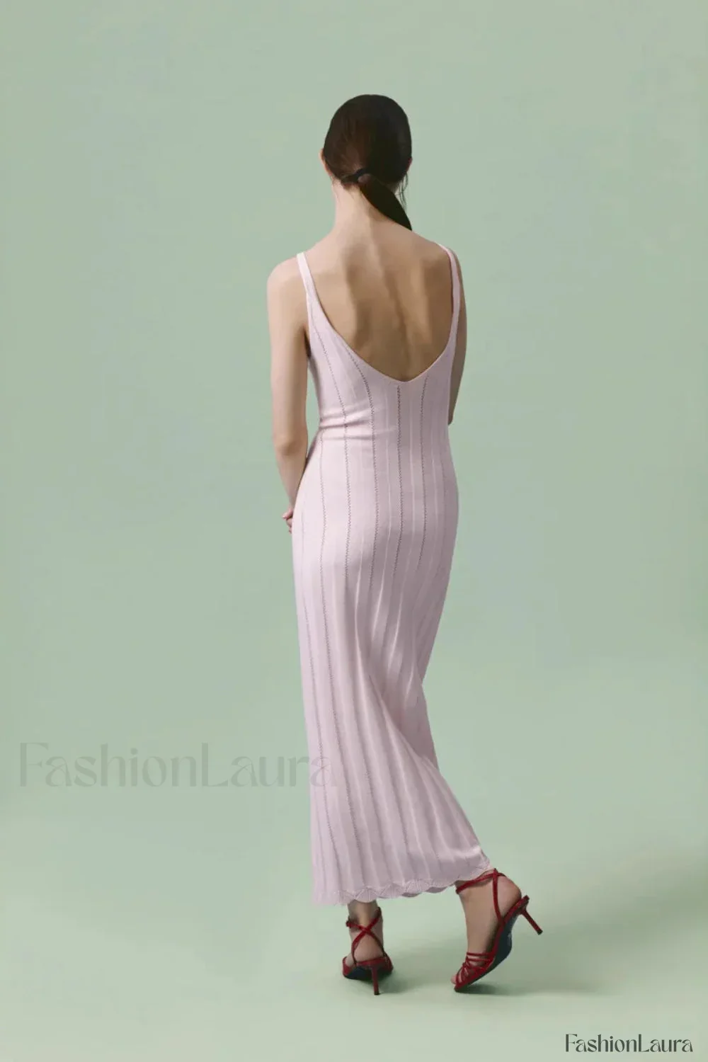 Knitted V-Neck Sleeveless Halter Maxi Dress - Image 34