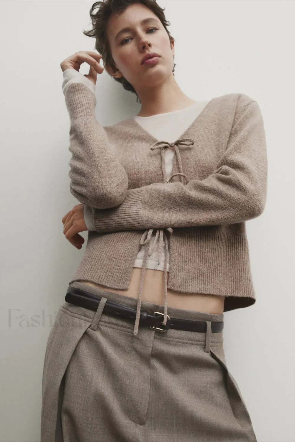 Knot Design Wool Blend Cardigan