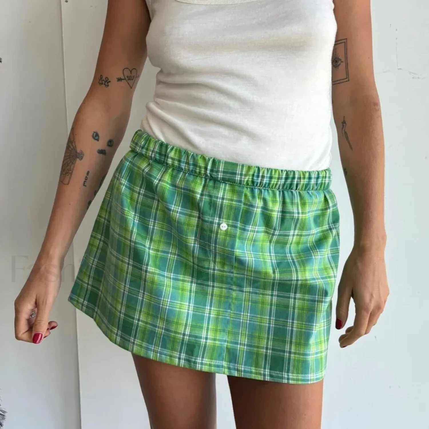 Korean Plaid Boxer Mini Skirt - Image 14
