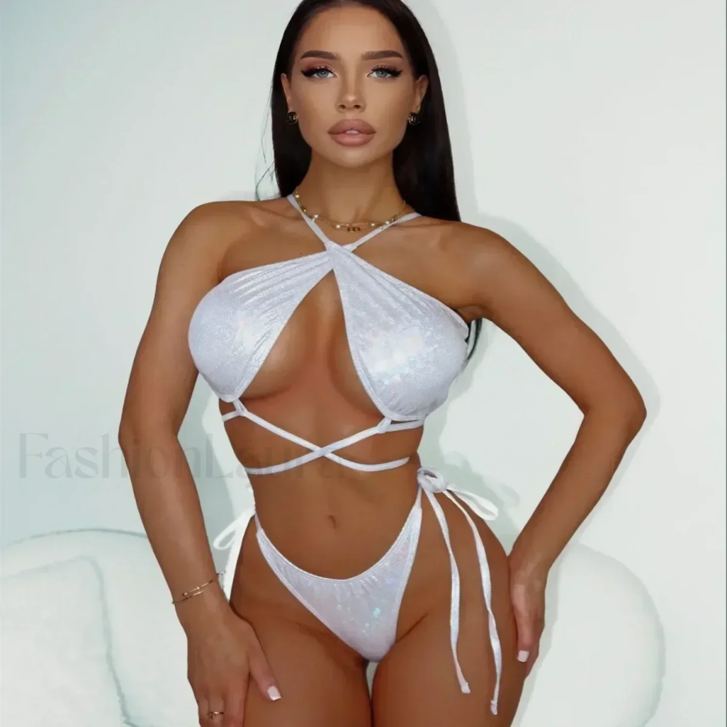 Lace Backless Split Sexy Bikini Set - Image 2