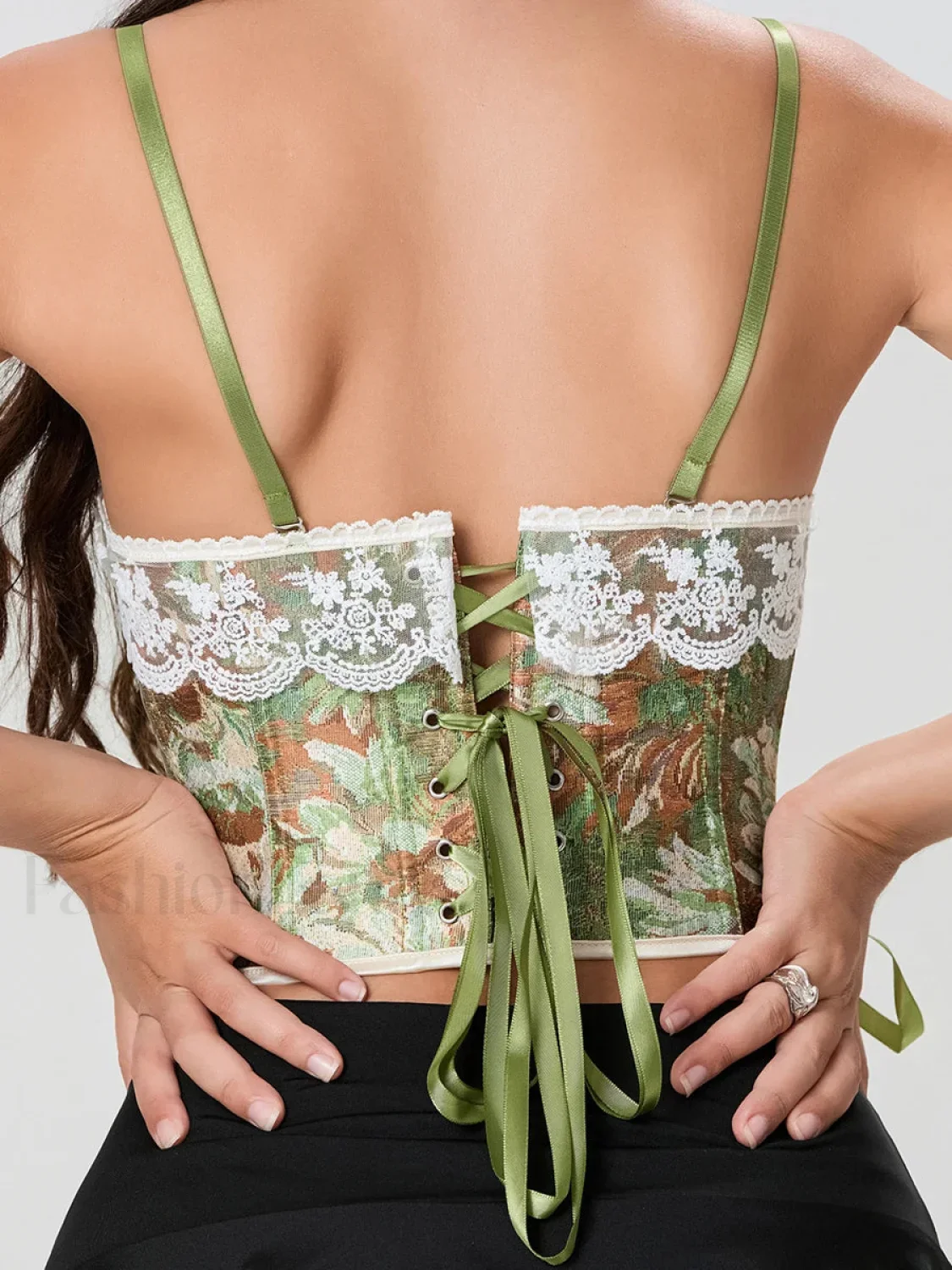 Lace Corset Tie-Back Crop Top - Image 6