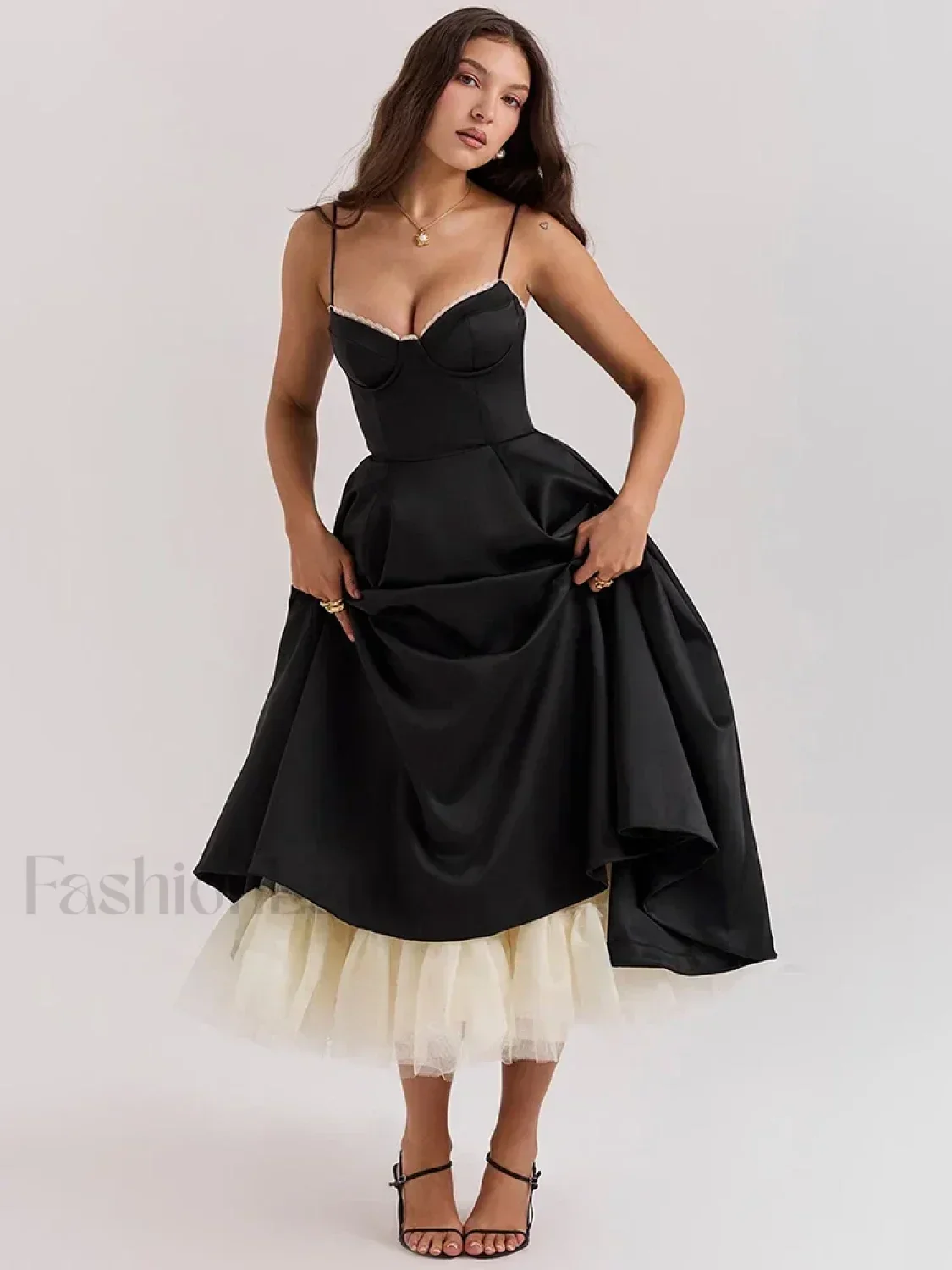 Lace-Draped Off-Shoulder Midi Dress