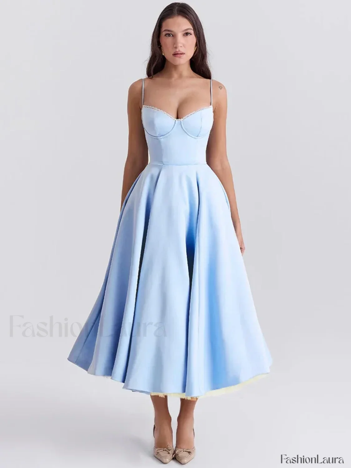 Lace-Draped Off-Shoulder Midi Dress - Image 20