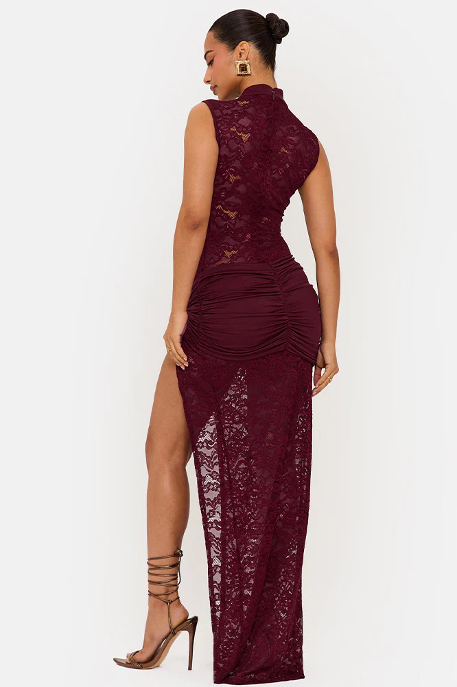 Sleeveless Lace High Slit Maxi Dress - Image 6
