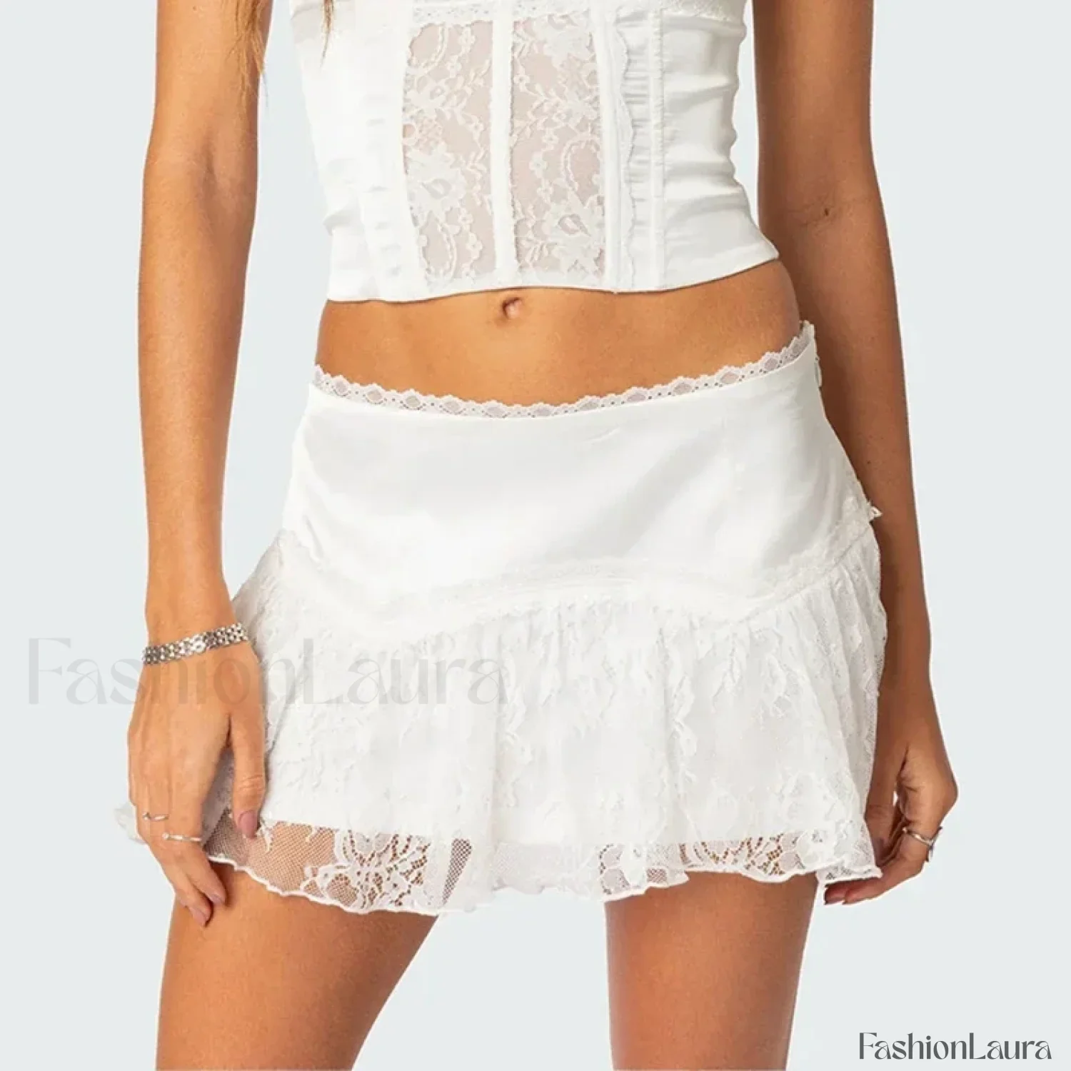 Lace Layered Ruffle Mini Skirt - Image 16