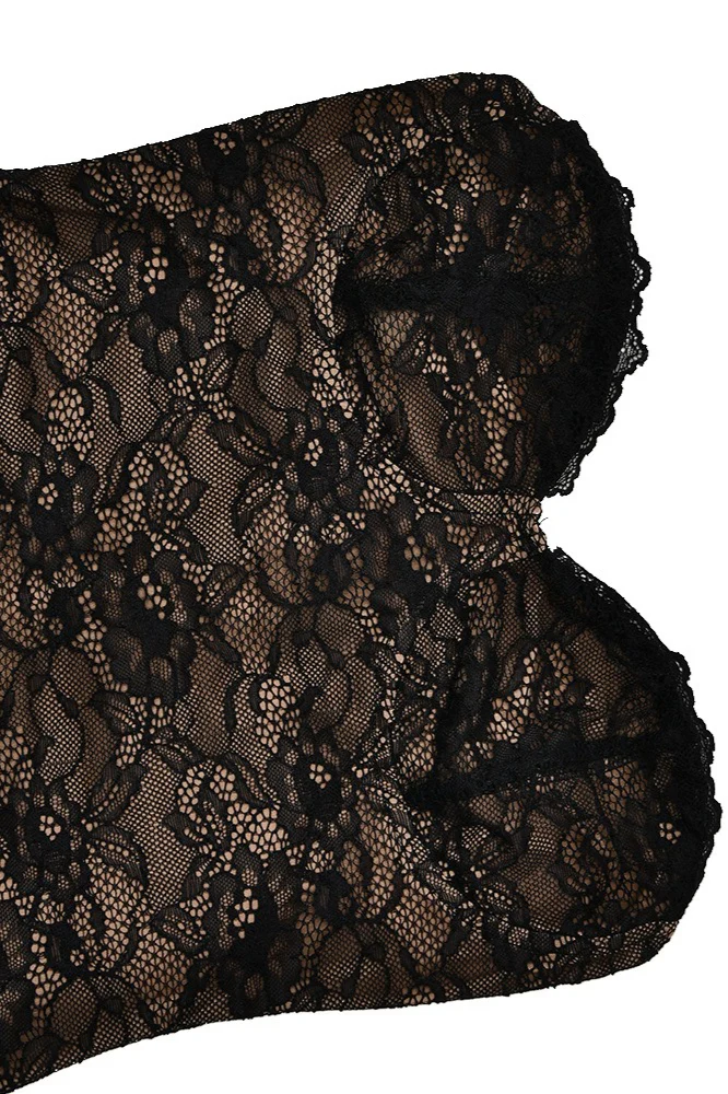 Lace Long Sleeve Crop Top Bodycon Floral Dress Set - Image 16