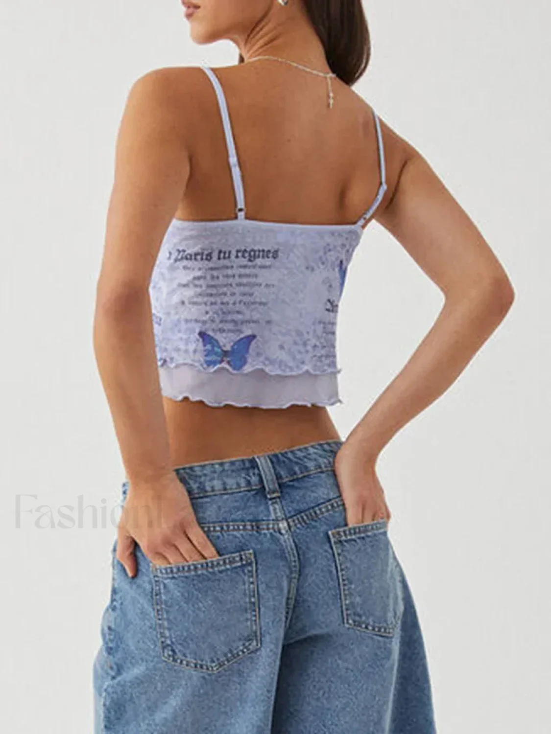 Lace Mesh V-Neck Crop Top - Image 5