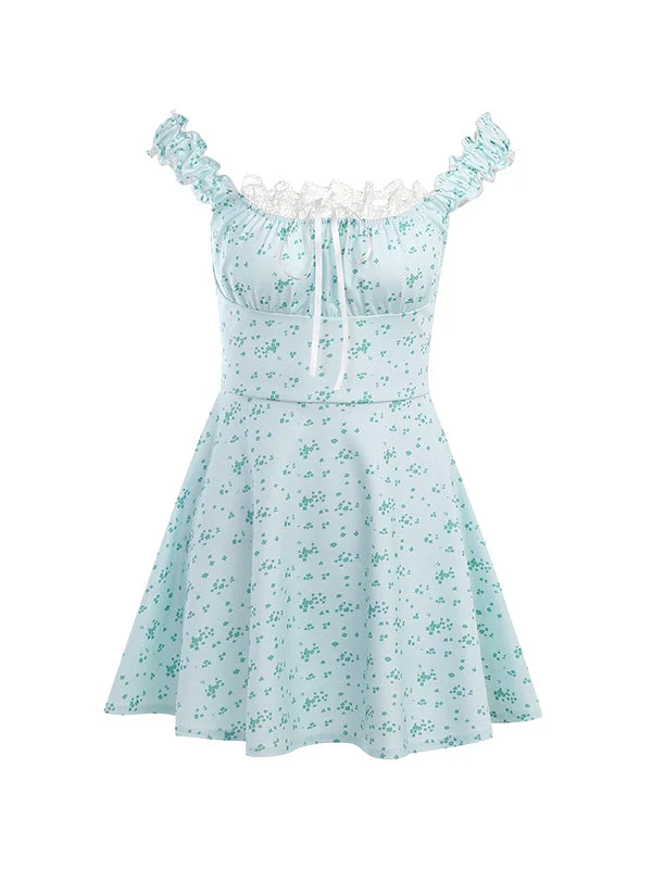 Lace Paneled Floral Mini Dress - Image 7