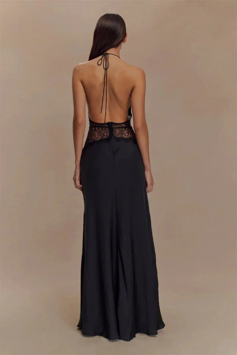Lace Patchwork Backless Halter Boho Dress - Image 12