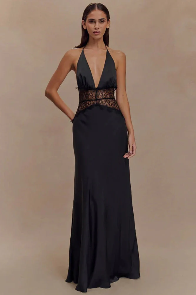 Lace Patchwork Backless Halter Boho Dress - Image 5