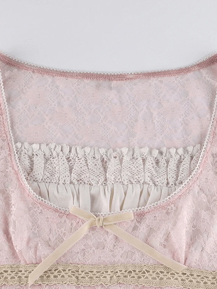 Lace Patchwork Crop Blouse - Image 35