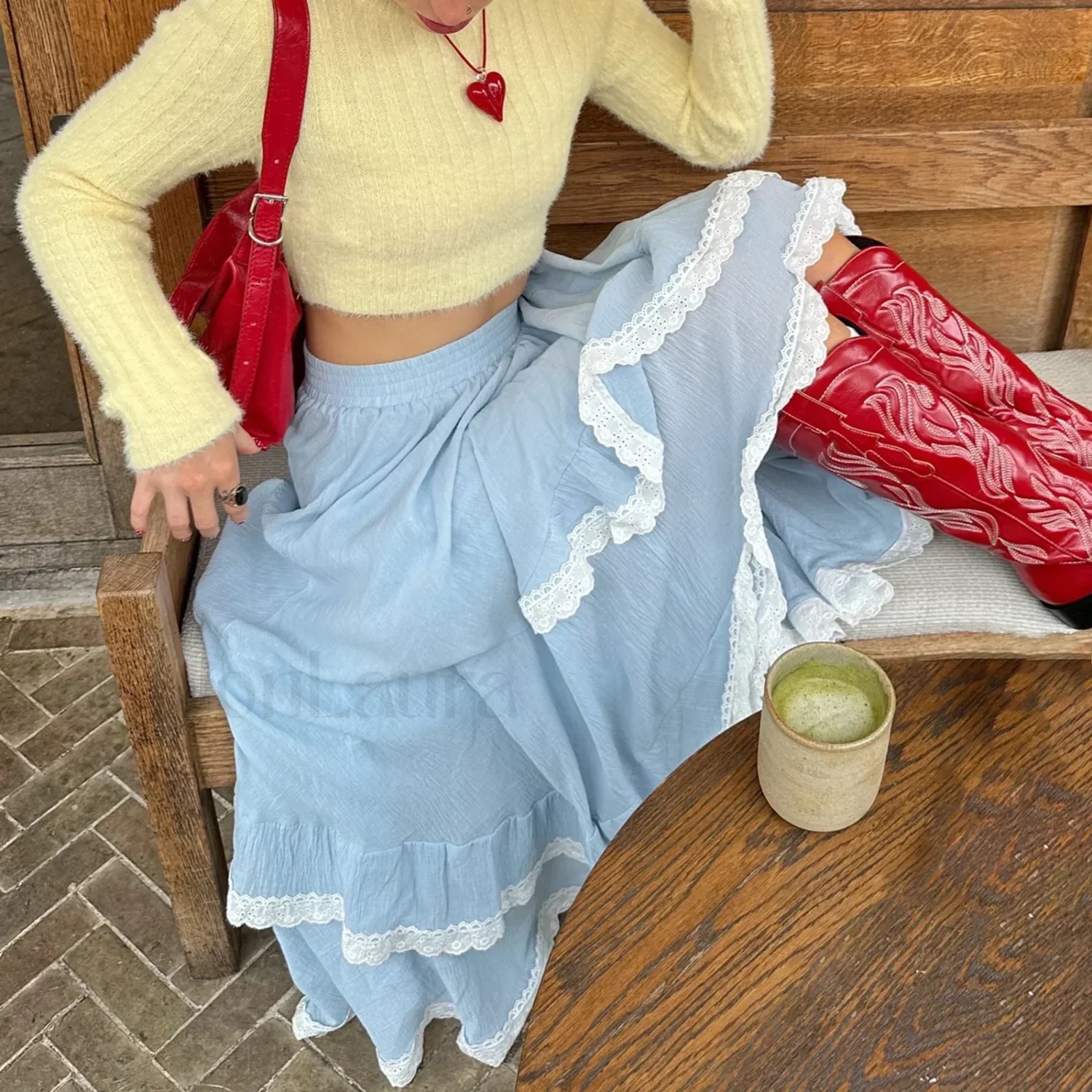 Lace Patchwork Midi Skirt - Image 7