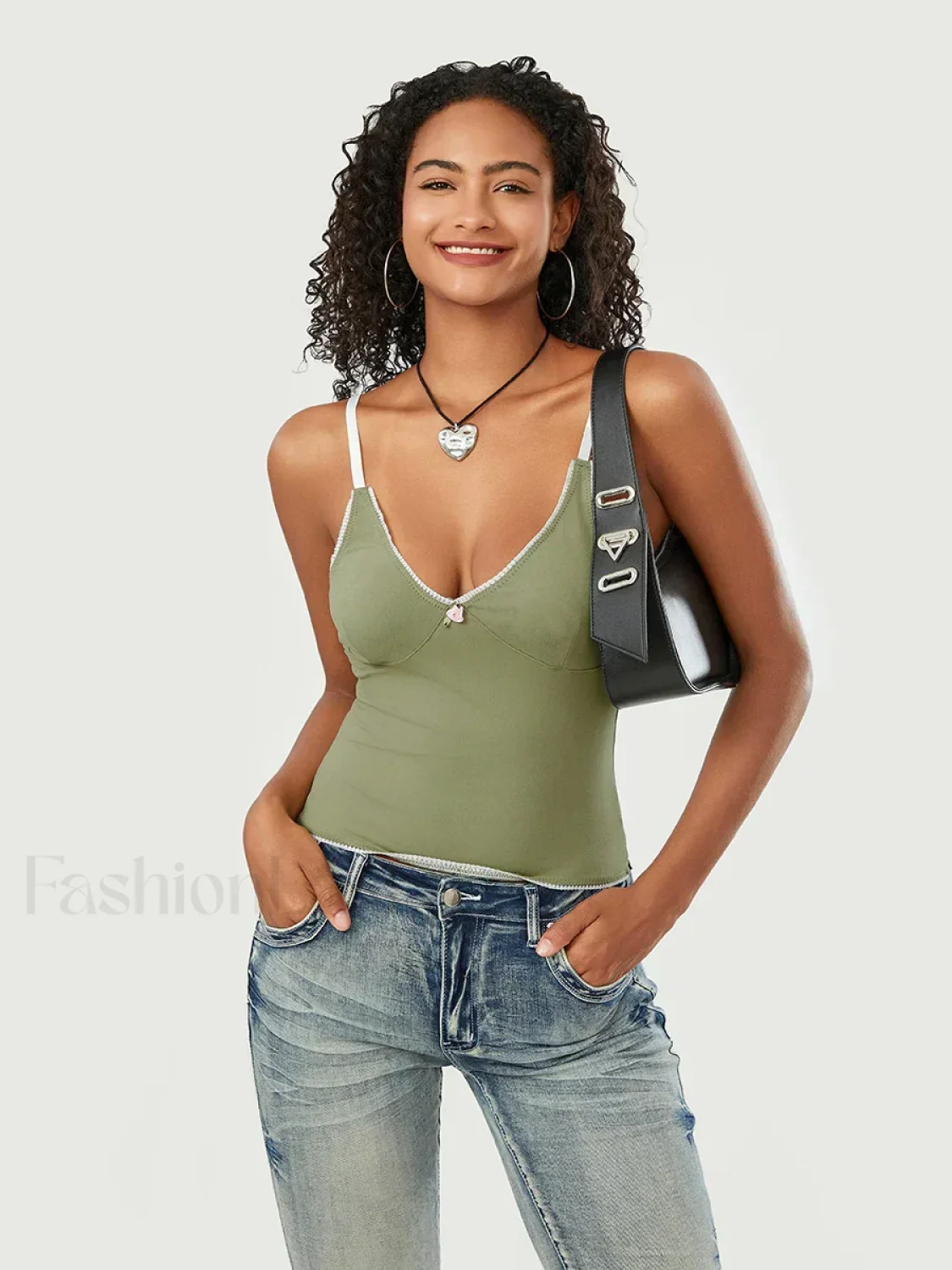 Lace Patchwork V-Neck Crop Top - Image 4