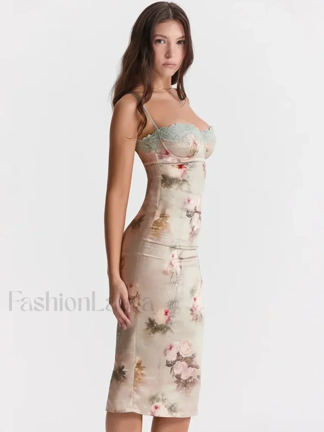 Lace-Print Strapless Midi Dress - Image 4