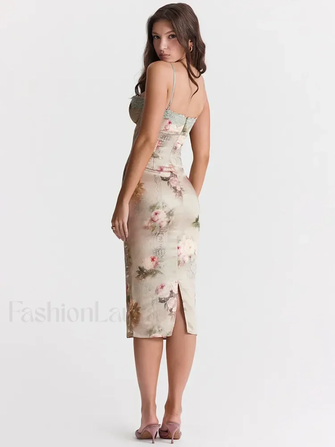 Lace-Print Strapless Midi Dress - Image 6