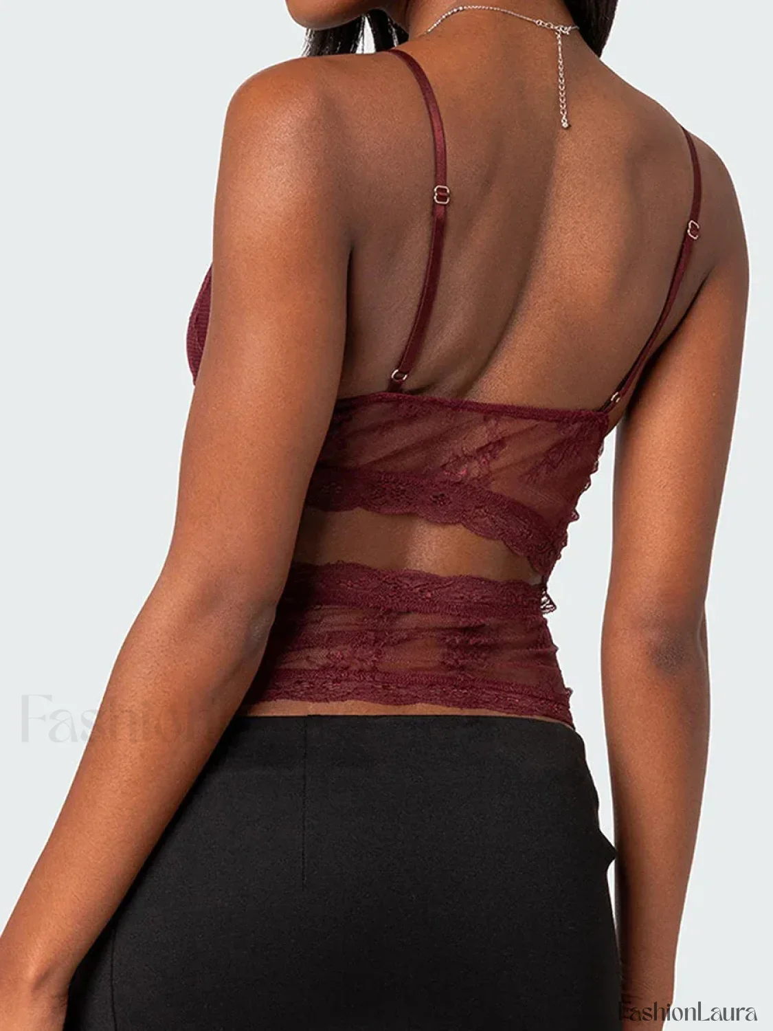 Lace Sheer Cutout Crop Top - Image 15