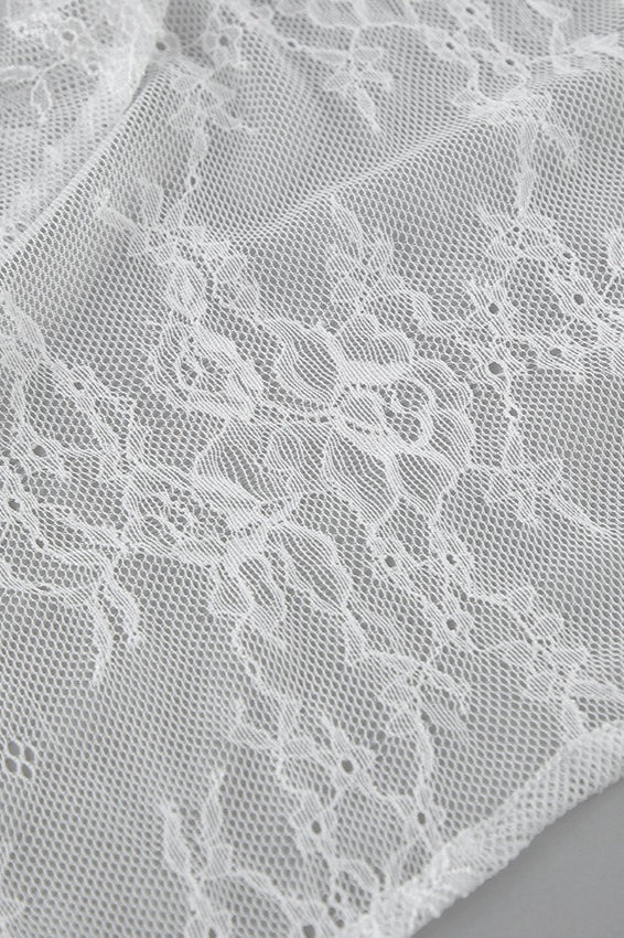 Lace Sheer Split Ruffle Asymmetrical Skirt - Image 9