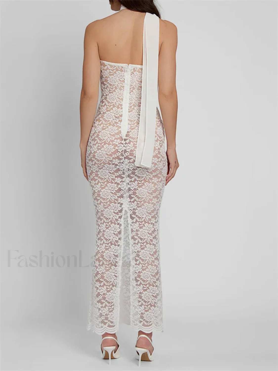 Lace Sheer Strapless Floral Maxi Dress - Image 9
