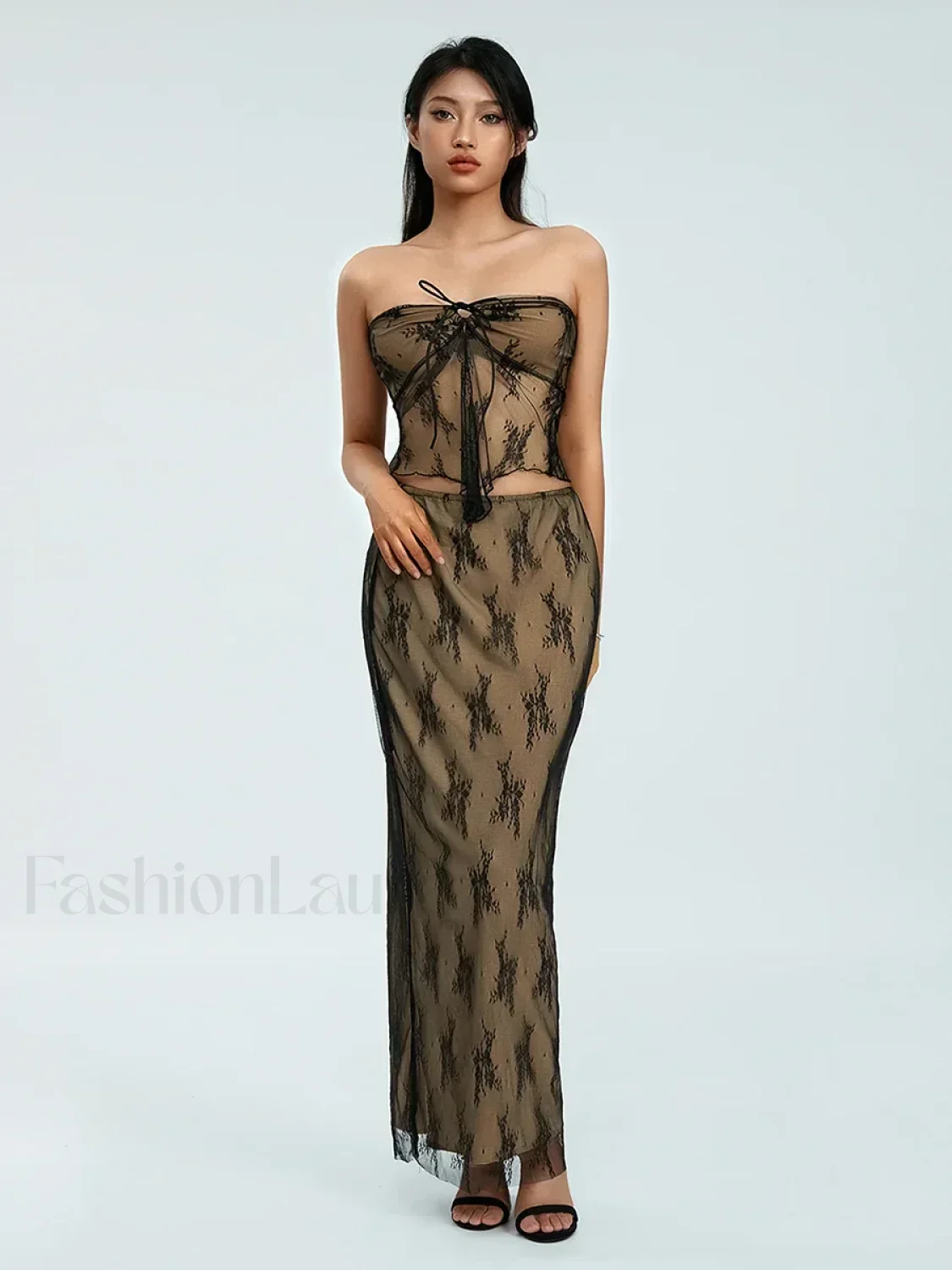 Lace Strapless Wrap Skirt Two Piece Set - Image 10