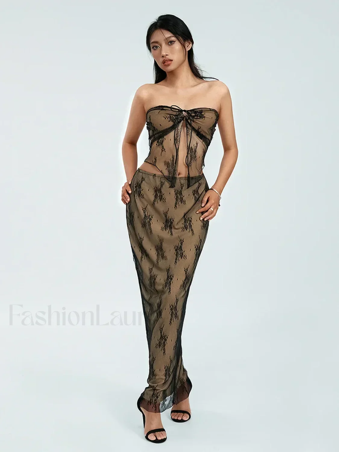 Lace Strapless Wrap Skirt Two Piece Set - Image 11