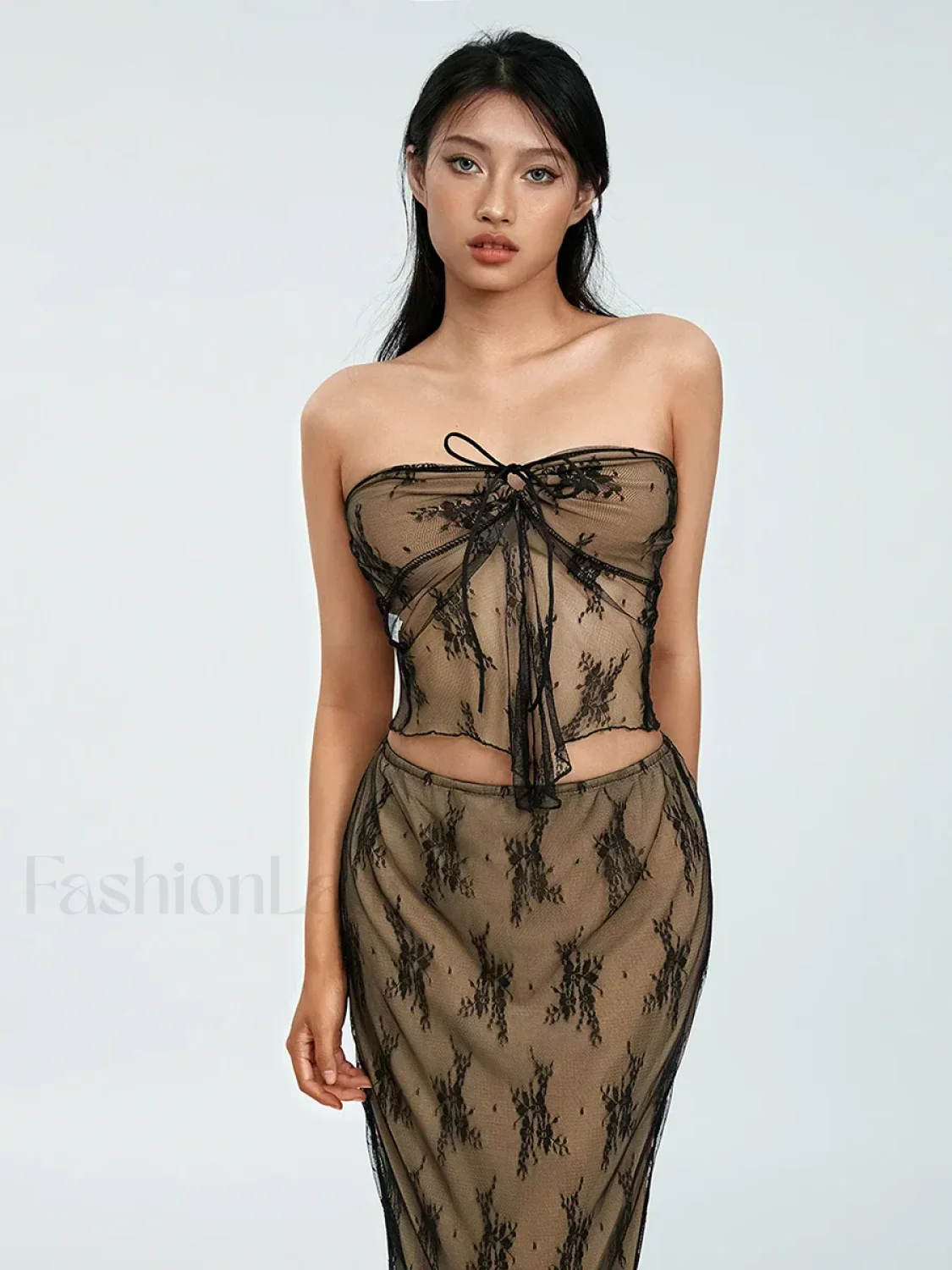 Lace Strapless Wrap Skirt Two Piece Set - Image 12