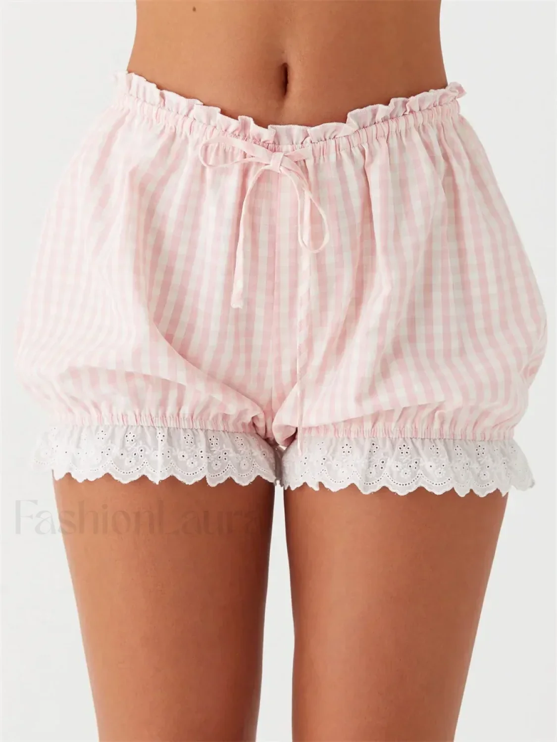 Lace Trim Casual Plaid Bloomers Lolita Cosplay Short - Image 10