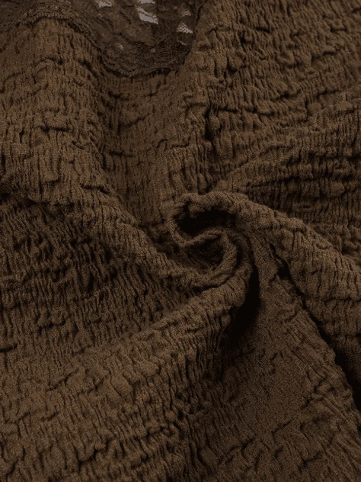Lace Trim Crinkle Cropped Blouse - Image 5