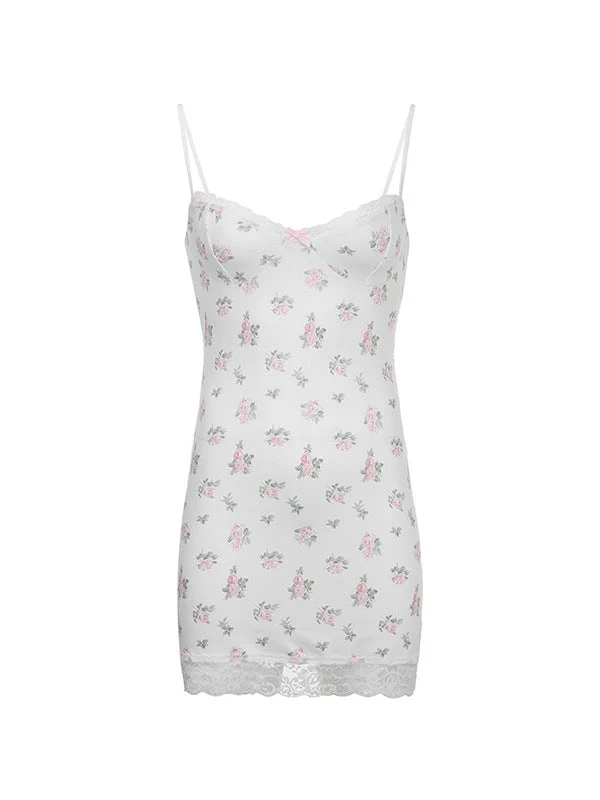 Lace Trim Floral Mini Dress - Image 15