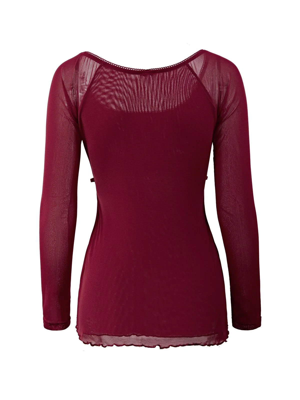 Lace Trim Tie Front Long Sleeve Blouse - Image 19