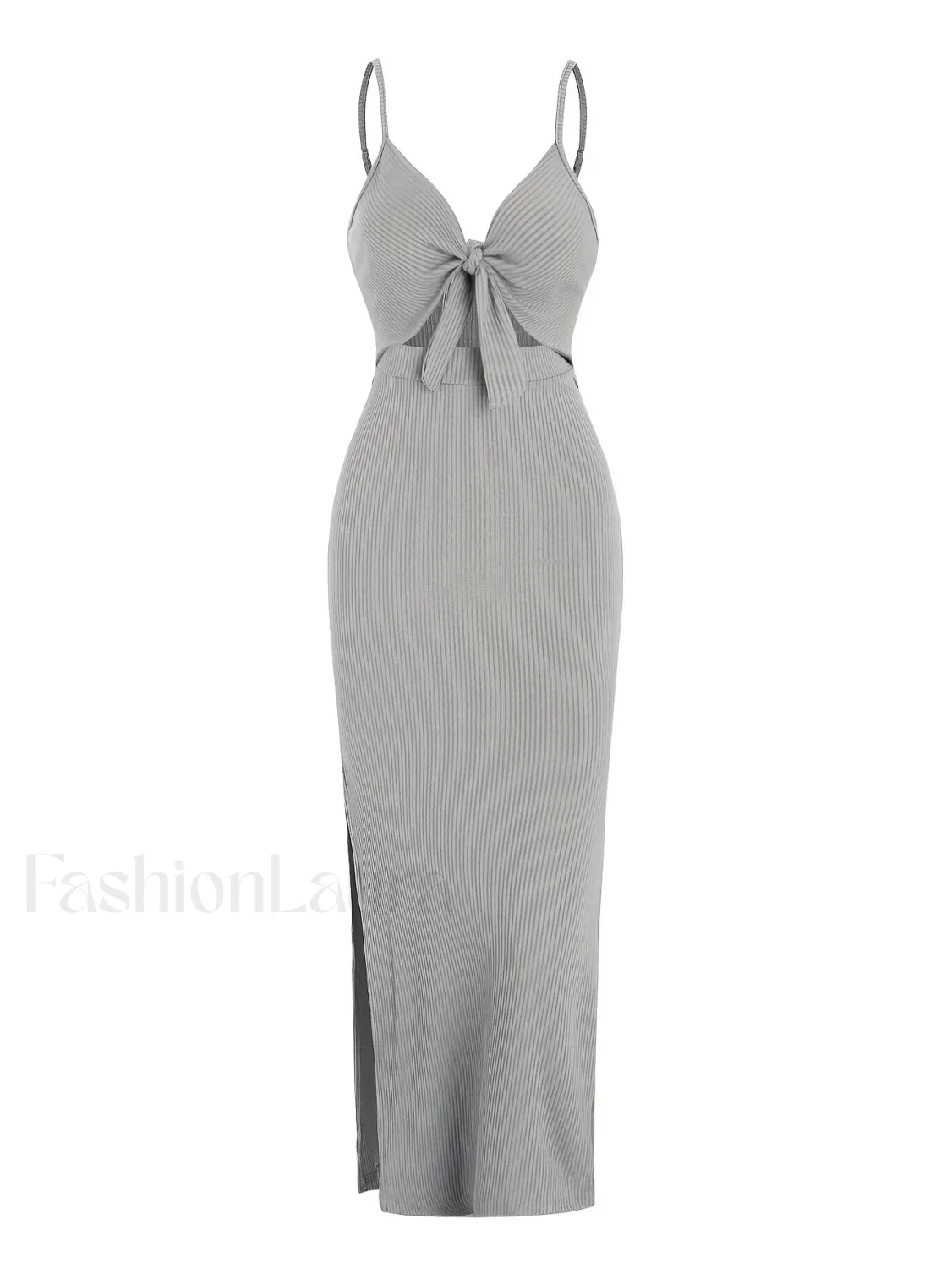 Lace-Up Bow V-Neck Midi Dress - Image 7