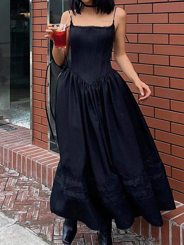 Lace Up Corset Black Maxi Dress - Image 10