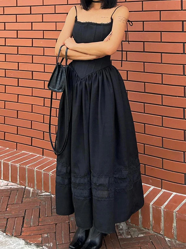 Lace Up Corset Black Maxi Dress - Image 3